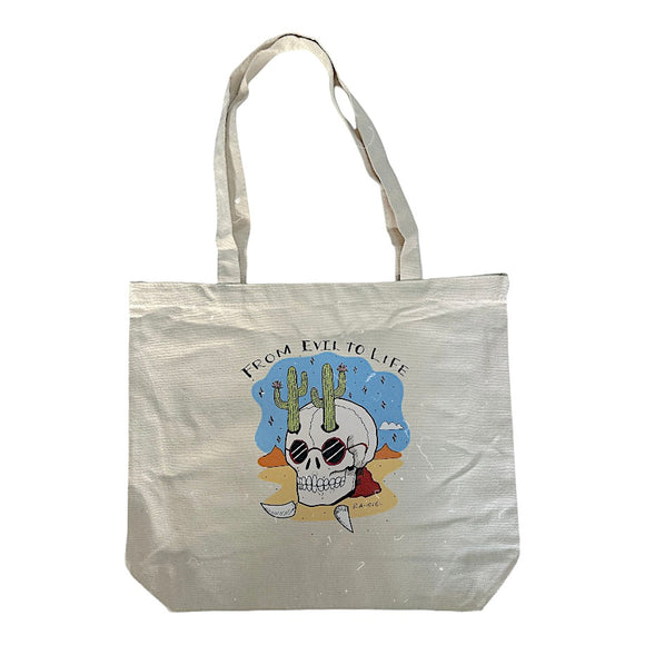 Beige From Evil To Life Tote Bag